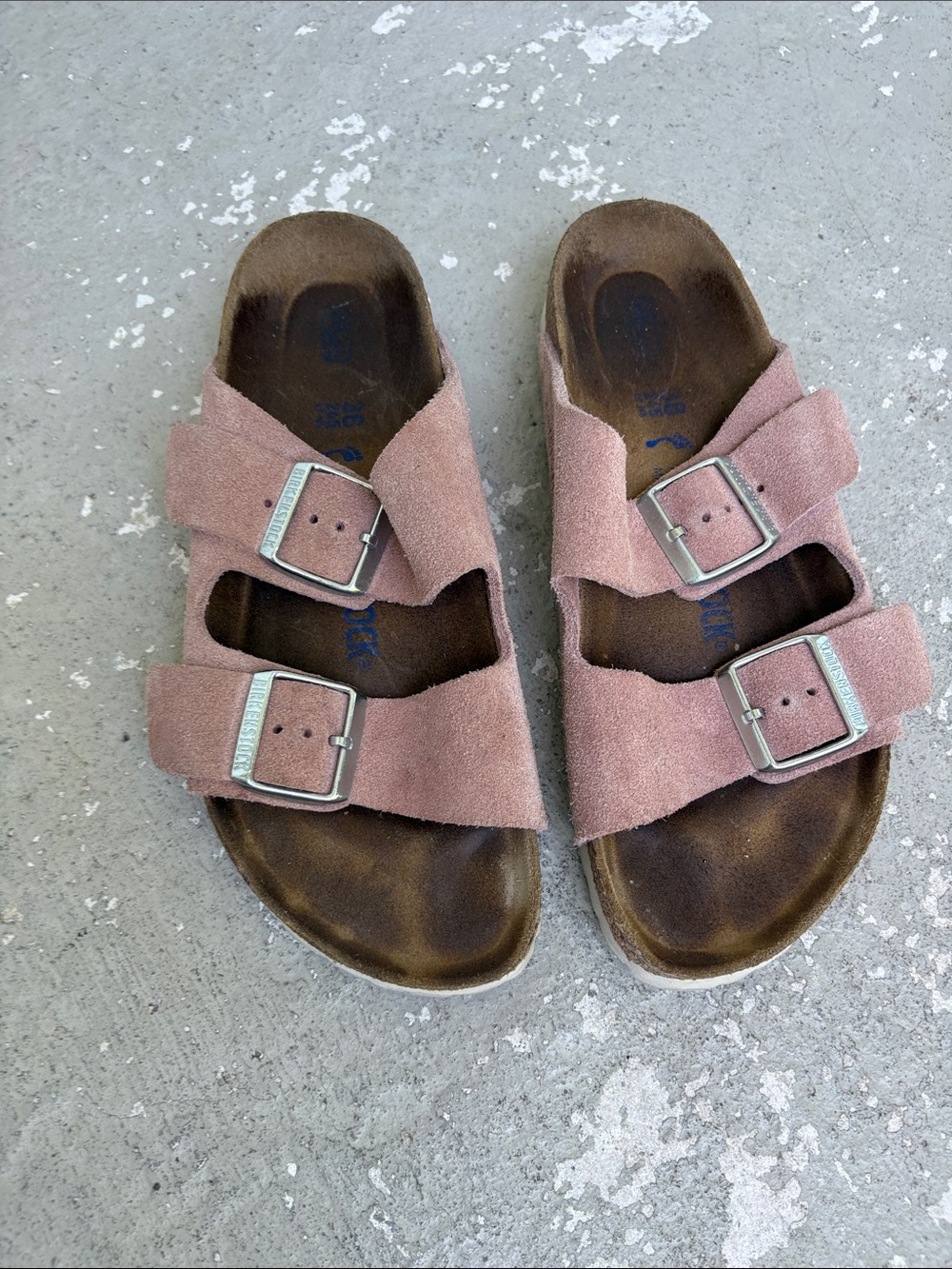 Birkenstock two strap suede rose sandals